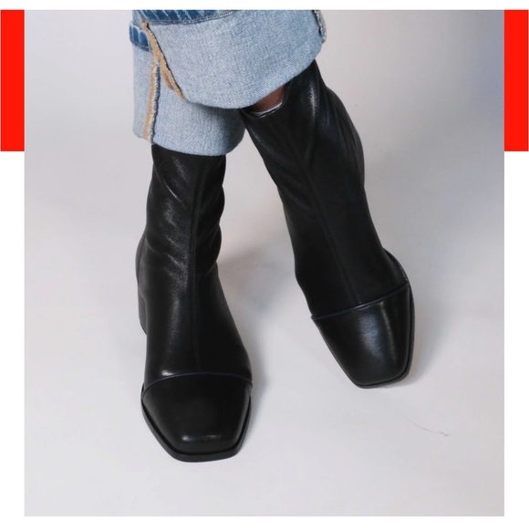 Nomasei Strada Black and Cream Leather Ankle Boots - Picture 4 of 11